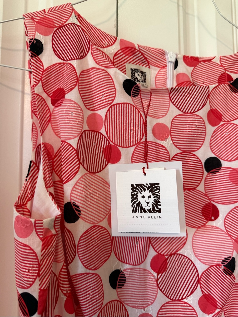 Anne Klein Coral and Black Polka Dot Dress - Picture 5 of 9